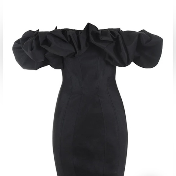 HOUSE OF CB Strapless Ruffle Shoulder Satin Mini Dress - Picture 5 of 8